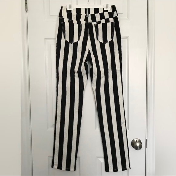 Tricotto Stripe Jeans Pants Women’s Size 6/S Black White Punk Alt Goth Pockets - Picture 2 of 16